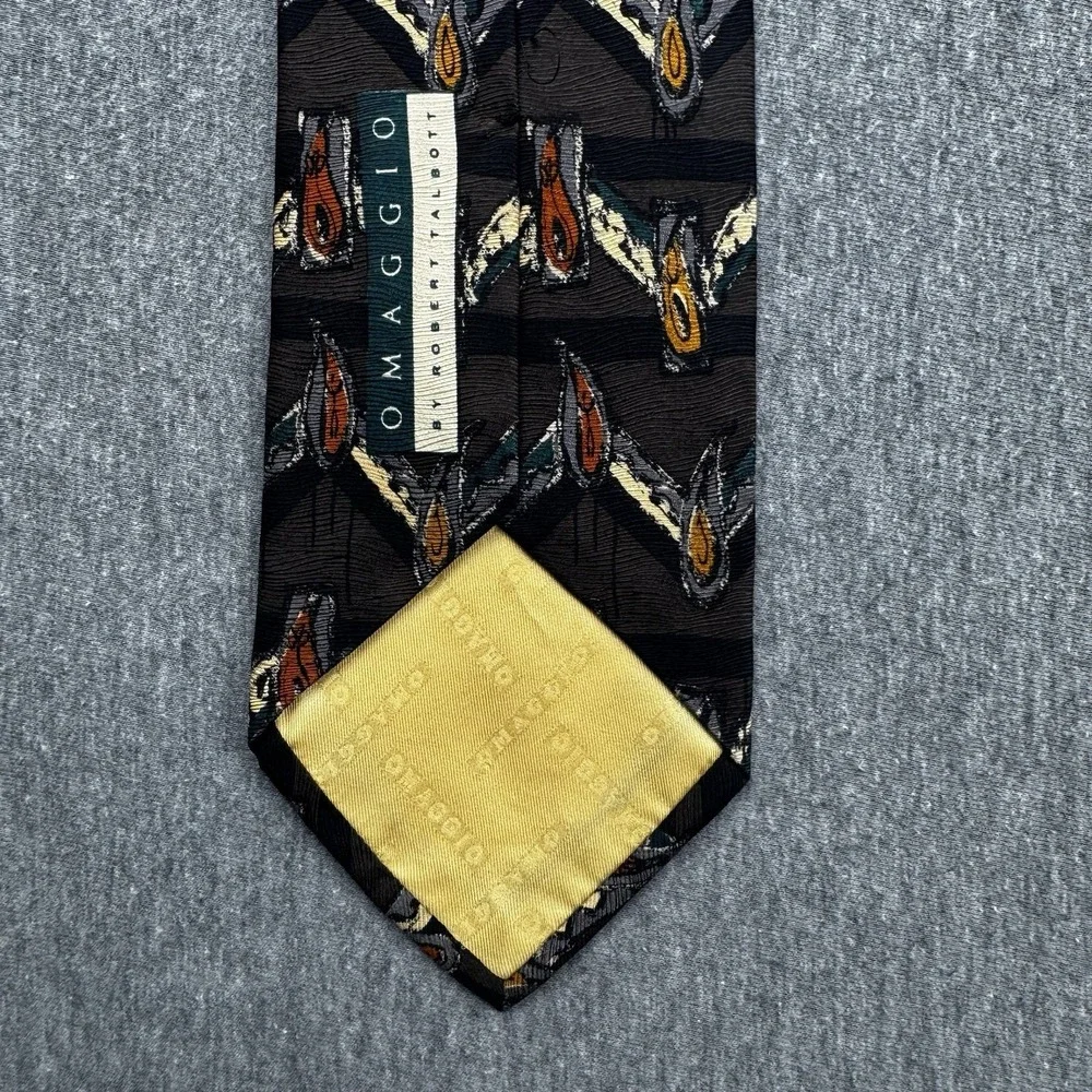 Robert Talbott Omaggio‎ Silk Tie Gray Multi Color Geometric Necktie Italy Drops